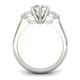 2ct Round Cut VVS1D Diamond Pear Accent Engagement Ring 14k White Gold Finish