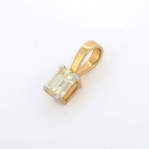 1ct Diamond Pendant Emerald Cut Solitaire Design 14k Yellow Gold Finish NO CHAIN