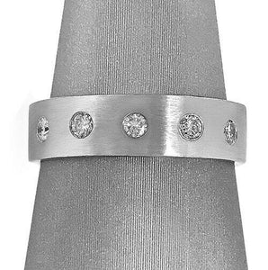 1Ct Round Cut VVS1 Diamond Classic Five Stone Wedding Band 14K White Gold Finish