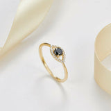 1ct Round Black Diamond Engagement Ring Evil Eye Minimalist 14k Yellow Gold Over