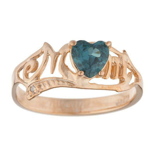 1ct Heart Cut London Blue Topaz Mom Mothers Day Ring 14k Rose Gold Finish