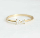 1ct Pear Trillion Cut Diamond Engagement Ring 14k YellowGold Over Two Stone Fish