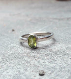 1.2ct Oval Cut Green Peridot Solitaire Women Engagement Ring 14k White Gold Over