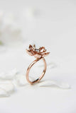 0.25ct Round Cut Diamond Engagement Ring Flower Statement 14k Rose Gold Finish