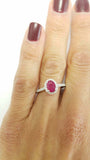 1.6ct Oval Pink Ruby Engagement Ring Diamond Halo Solitaire 14k White Gold Over