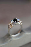 1ct Pear Black Diamond Engagement Ring Floral Petal Solitaire 14k WhiteGold Over