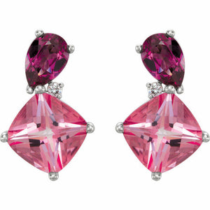 1ct Cushion Cut Pink Sapphire Gorgeous Stud Earrings Women 14k White Gold Finish