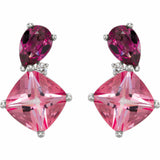 1ct Cushion Cut Pink Sapphire Gorgeous Stud Earrings Women 14k White Gold Finish