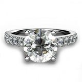 2ct Round Diamond Solitaire With Accents Engagement Ring 14k White Gold Finish