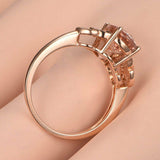 1.9ct Oval Cut Peach Morganite Bridal Halo Engagement Ring 14k Rose Gold Finish