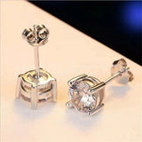 2ct Round Cut Moissanite 4 Prong Solitaire Stud Earrings 14k White Gold Plated