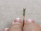 1.65ct Round Cut Green Emerald Engagement Ring Five Stone 14k Rose Gold Finish