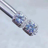 2.3ct Round Cut Diamond Halo Trendy Design Stud Earrings 14k White Gold Finish