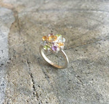 2.8ct Round Cut Yellow Citrine Cluster Floral Engagement Ring 14k WhiteGold Over