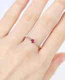 1ct Round Cut Pink Ruby Wedding Band Five Stone Minimalist 14k Rose Gold Finish