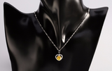 1.2ct Round Cut Yellow Citrine Pendant Heart Shape 14k WhiteGold Finish NO CHAIN