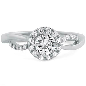 1.1ct Round Cut VVS1D Diamond Engagement Ring Halo Promise 14k White Gold Finish