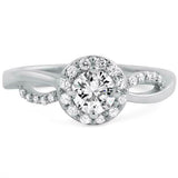 1.1ct Round Cut VVS1D Diamond Engagement Ring Halo Promise 14k White Gold Finish