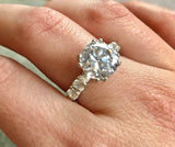 2ct Round Cut Diamond Solitaire with Round Accent Ring 14k White Gold Finish