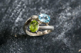 1.7ct Engagement Ring Oval Cut Green Peridot Two Stone Bypass 14k WhiteGold Over