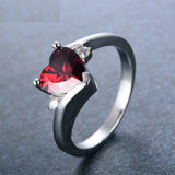 1.1ct Heart Cut Red Garnet Engagement Ring 14k White Gold Over Trilogy Solitaire