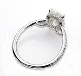 4Ct Oval Cut Diamond Accent Hidden Halo Solitaire Ring 14K White Gold Finish