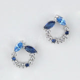 1ct Marquise Simulated Sapphire Open Circle Stud Earrings 14k White Gold Plated