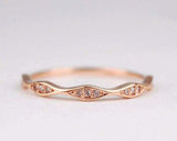 Thin Minimalist Half Eternity Wedding Band 0.7ct Round Diamond 14k RoseGold Over