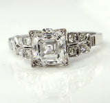 3Ct Asscher Cut Diamond Vintage Milgrain Engagement Ring 14K White Gold Finish