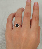 Halo Solitaire Engagement Ring 1.5ct Round Cut Black Diamond 14k RoseGold Finish