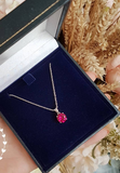 2ct Round Cut Pink Ruby Pendant with Chain Solitaire 14k White Gold Finish