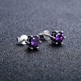 1.2ct Stud Earrings Round Cut Purple Amethyst Solitaire Women 14k WhiteGold Over