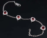 5ct Pear Cut Red Garnet Hollow Stylish Women Chain Bracelet 14k WhiteGold Finish