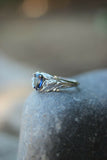 1ct Pear Cut Blue Sapphire Engagement Ring Floral Petal Leaf 14k White Gold Over