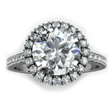 2.5ct Round Cut VVS1D Diamond Halo Design Engagement Ring 14k White Gold Finish