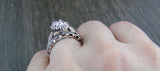 2.4ct Oval Diamond Engagement Ring 14k White Gold Finish Halo Vintage Bridal Set