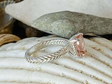 2ct Radiant Cut Morganite Engagement Ring Braided Solitaire 14k White Gold Over