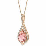 2Ct Pear Cut Peach Morganite Diamond Exquisite Drop Pendant 14K Rose Gold Finish