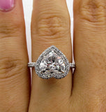 4Ct Heart Cut Diamond Hidden Halo Solitaire Engagement Ring 14K White Gold Over