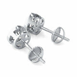 Screw Back Stud Earrings 1.5ct Round Brilliant Cut Diamond 14k White Gold Finish