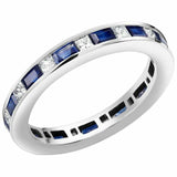 2ct Baguette Cut Blue Sapphire Wedding Band Ring Eternity 14k White Gold Finish