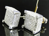 1.35ct Round Diamond Ice Cube Square Cluster Stud Earrings 14k White Gold Finish