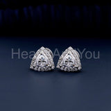 2ct Trillion Cut Simulated Diamond Halo Stud Earrings 14k White Gold Plated