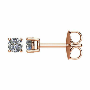 0.6ct Round Cut Diamond 4 Prong Solitaire Stud Earrings 14k Rose Gold Finish