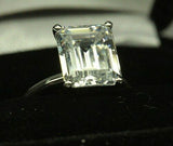 3Ct Emerald Cut Diamond Classic Solitaire Engagement Ring 18K White Gold Finish