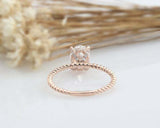 1.5ct Oval Cut Diamond Engagement Ring Twist Rope Style 14k Rose Gold Finish