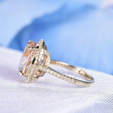 2.5ct Oval Cut Peach Morganite Halo Women Engagement Ring 14k Rose Gold Finish