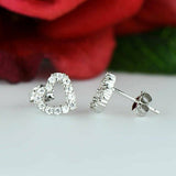 0.5ct Round Cut VVS1 D Diamond Heart Stud Earrings Women 14k White Gold Finish