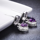 3Ct Heart Cut Purple Amethyst Diamond Elegant Drop Earring 14K White Gold Finish