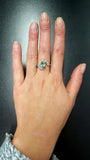 1.6ct Engagement Ring Oval Cut Aquamarine Leaf Solitaire 14k White Gold Finish